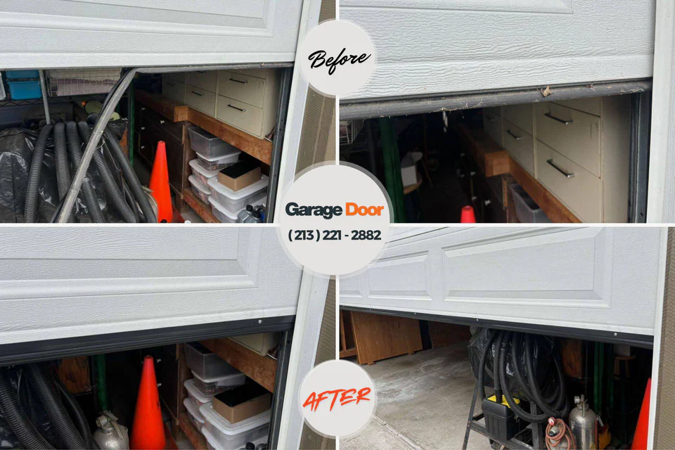 Before and after: garage door repair Wildwood, FL
